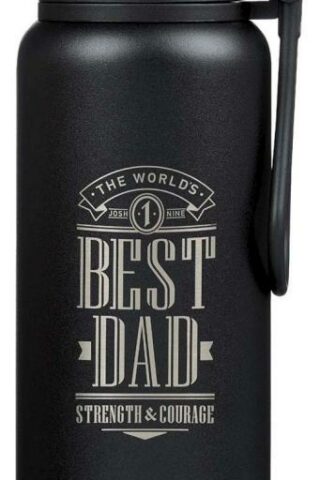 1220000137011 Worlds Best Dad Stainless Steel Water Bottle Joshua 1:9