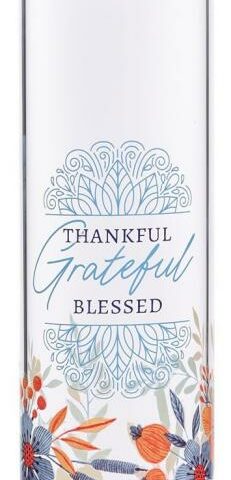 6006937151321 Thankful Grateful Blessed Glass Water Bottle With Bamboo Lid And Sleeve