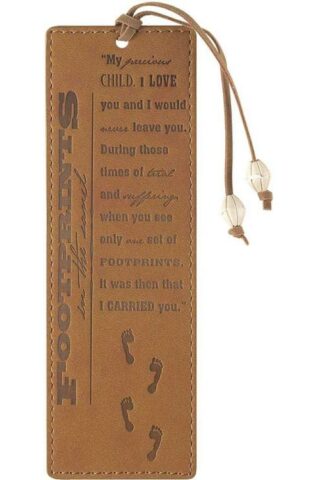 603799521437 Footprints Faux Leather Bookmark