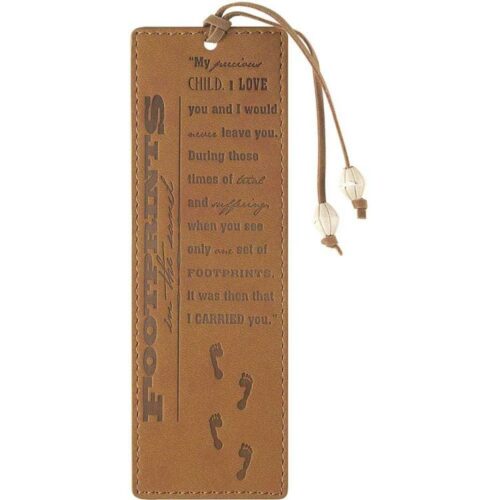 603799521437 Footprints Faux Leather Bookmark