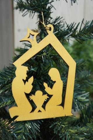 647094852391 Nativity Stable Poplar Wood (Ornament)