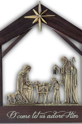 785525304023 Holy Family Wood And Metal Nativity