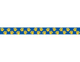 0088231946434 Blue Gold Paw Prints Straight Border Trim