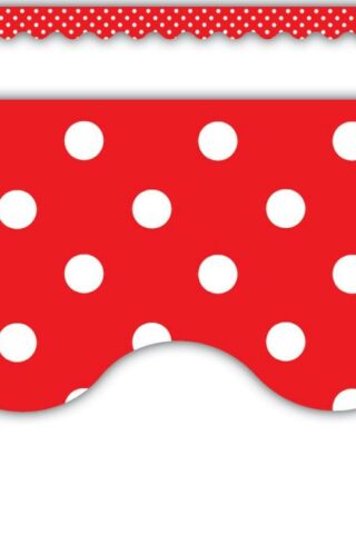 0088231946656 Red Mini Polka Dots Scalloped Border Trim