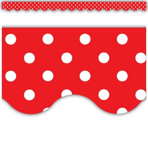 0088231946656 Red Mini Polka Dots Scalloped Border Trim