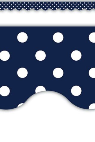 0088231954323 Navy Polka Dots Scalloped Border Trim