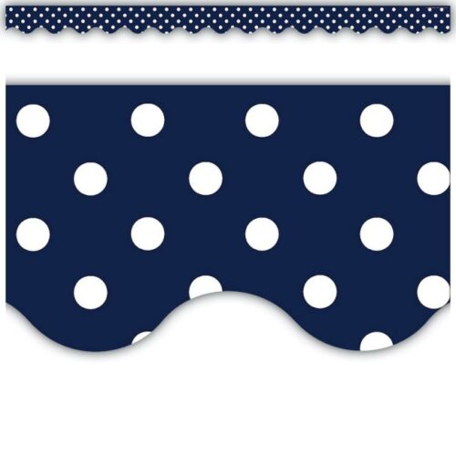 0088231954323 Navy Polka Dots Scalloped Border Trim