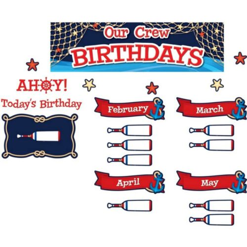 0088231988960 Nautical Our Crew Birthdays Mini Bulletin Board