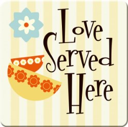 759830244541 Retro Kitchen Love Served Here (Magnet)