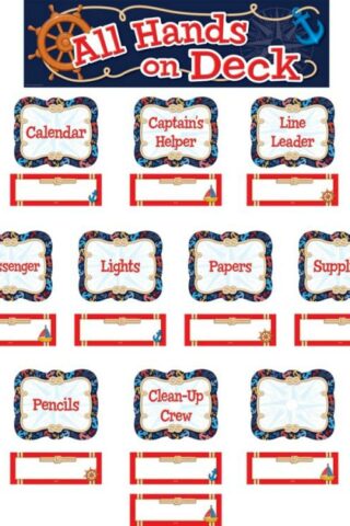 0088231936077 Nautical All Hands On Deck Mini Bulletin Board