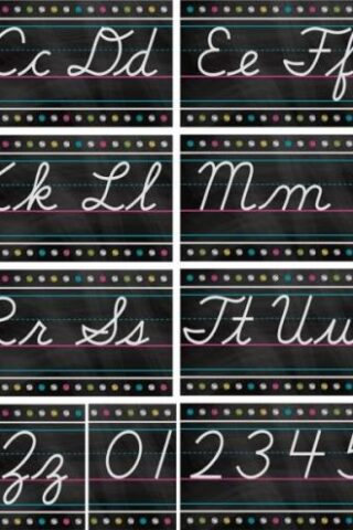 0088231958581 Chalkboard Brights Cursive Writing Bulletin Board Set