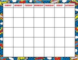 0088231975694 Superhero Calendar Chart