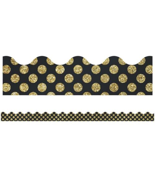 9781483843544 Sparkle And Shine Gold Glitter Dots Scalloped Borders