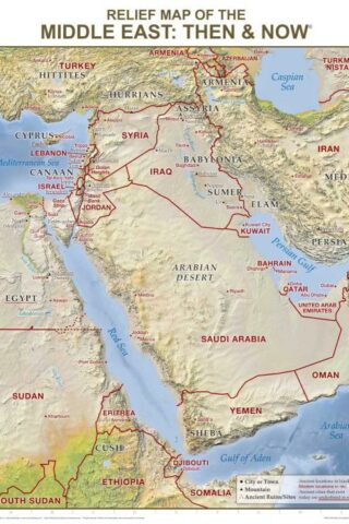 9781628621600 Middle East Relief Map Then And Now Wall Chart Laminated