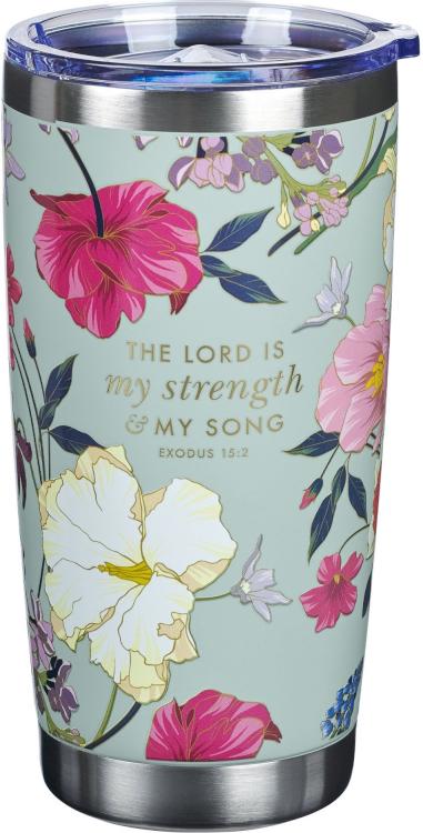 1220000325319 Large Stainless Steel Scripture Travel Mug Tumbler for Women: Lord is My Strengt