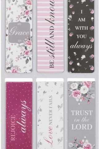 1220000137158 Set of 6 Beloved Scripture Favorites w/Pink Roses Inspirational Magnetic Bible V