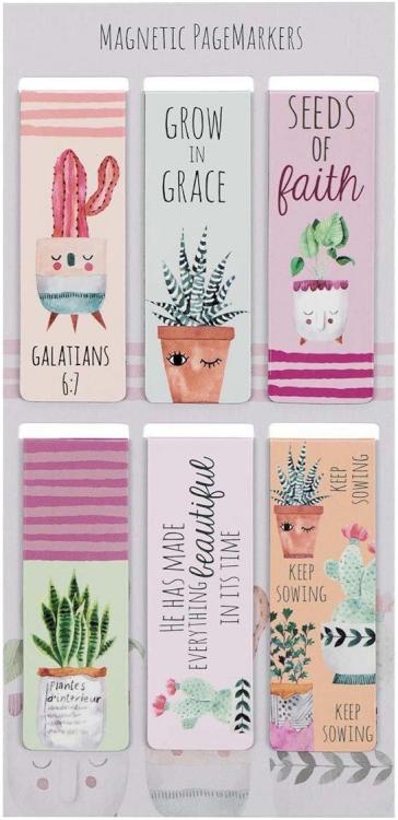 1220000137202 Set of 6 Beloved Scripture Favorites w/Cactus & Cheerful Flower Pots Inspiration