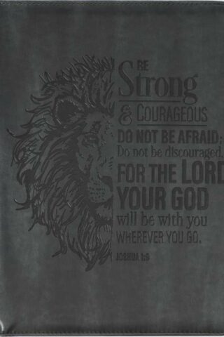 1220000325906 Be Strong And Courageous Gray Faux Leather Executive Padfolio Joshua 1:9