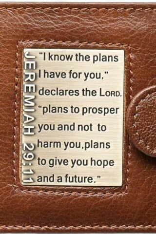 6006937087309 Genuine Leather Wallet for Men  Plans For You with Brass Inlay  Jeremiah 29:11"