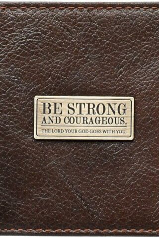 6006937124578 Genuine Leather Classic Bifold Wallet for Men Strong and Courageous with Brass I