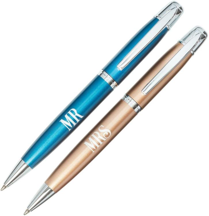 6006937142381 Mr. and Mrs. Ballpoint Pen Set for Couples Matching His and Hers Scripture Pens
