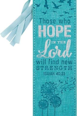 6006937142480 Teal Faux Leather Bookmark  Hope In The Lord - Isaiah 40:31 Bible Verse Inspirat