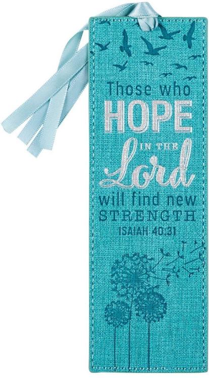 6006937142480 Teal Faux Leather Bookmark Hope In The Lord - Isaiah 40:31 Bible Verse Inspirat