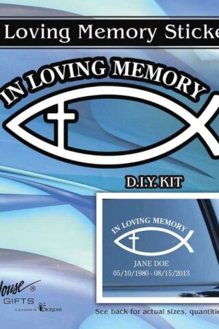 603799561105 In Loving Memory Fish With Cross Window Sticker (Bumper Sticker)