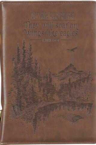 1220000136588 Brown Classic Bible Cover  Scenic Wilderness Wings Like Eagles Isaiah 40:21  Bib