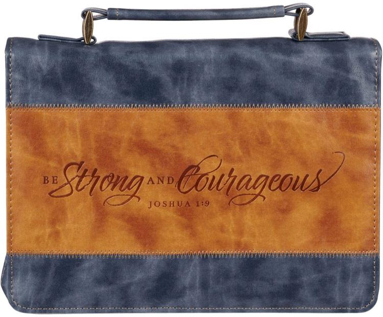 1220000324053 Classic Vegan Leather Bible Cover Carry Case for Men & Women: Strong & Courageou