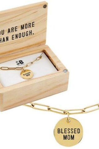 195002382619 Blessed Mom Link Chain In Wooden Box