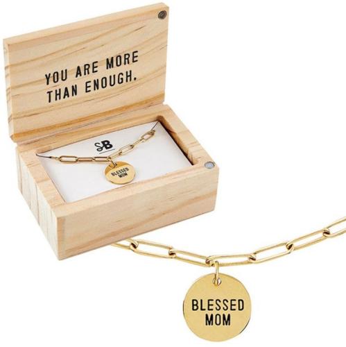 195002382619 Blessed Mom Link Chain In Wooden Box