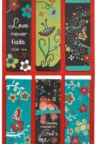 6006937130531 Set of 6 God's Love Vintage Blooms Inspirational Magnetic Bible Verse Bookmark w