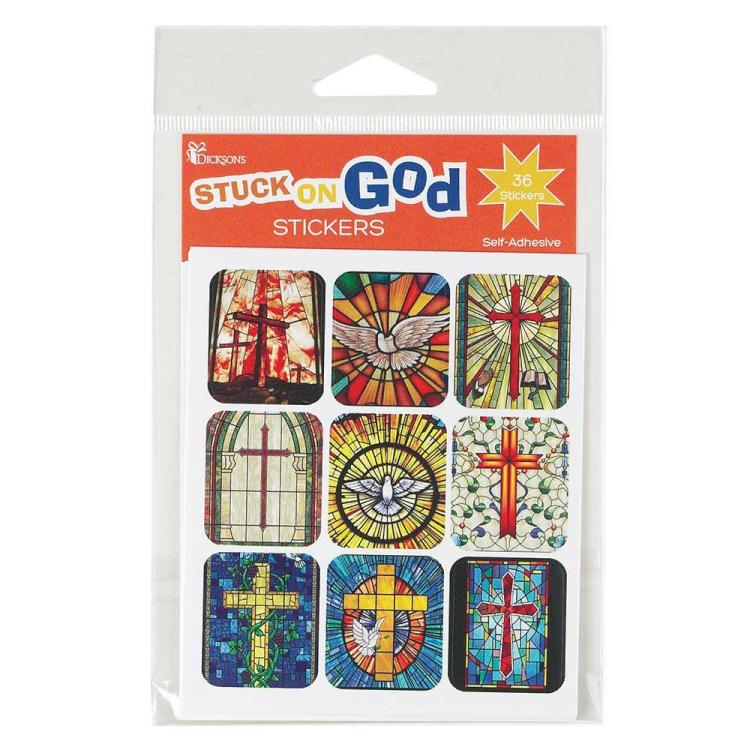 603799581400 Stained Glass Stuck On God Stickers