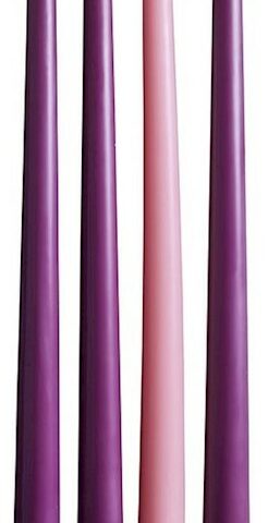 886083722776 Advent Taper Candle Set 12H Set Of 3 Purple 1 Pink