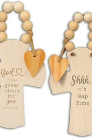 785525320559 God Has Great Plans Cross Door Hanger With Beads And Heart