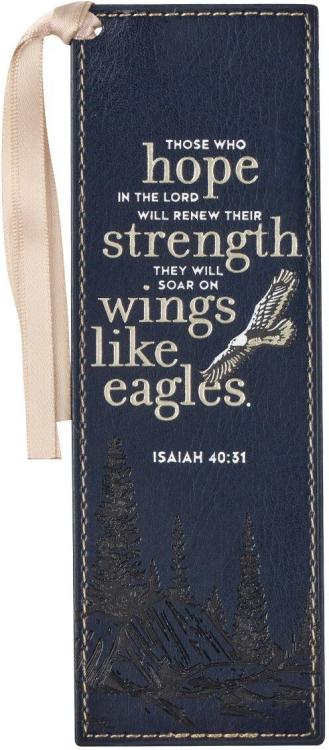 1220000138674 Faux Leather Heat-debossed Bookmark For Men & Women: On Wings Like Eagles - Isai