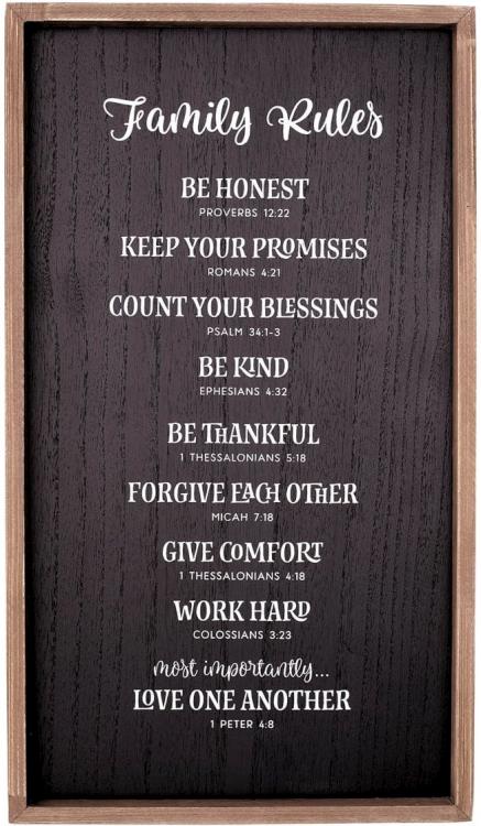 1220000132641 Inspirational Decorative Scripture Wall Art Plaque for Home & Kitchen: Family Ru