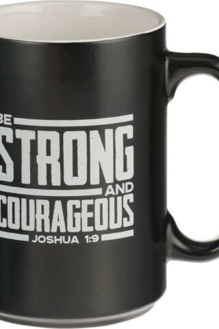 1220000323995 Large Ceramic Inspirational Scripture Coffee & Tea Mug for Men: Strong & Courage