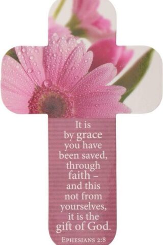 6006937095762 Grace Pink Daisy Paper Cross Bookmark Set - Ephesians 2:8