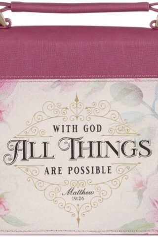 1220000139176 Fashion Bible Cover with God All Things Vintage Rose Mathew 19:26 Faux Leather